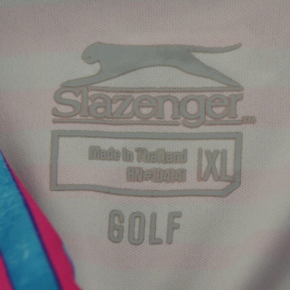 Slazenger Golf Womens XL Sleeveless Polo Shirt Pink Blue Striped Quarter Zip Top - Picture 3 of 8